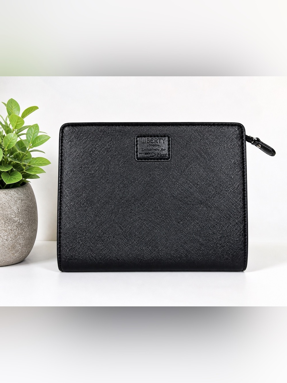 Liberty of London Black Textured Leather Men's Folio Wallet
